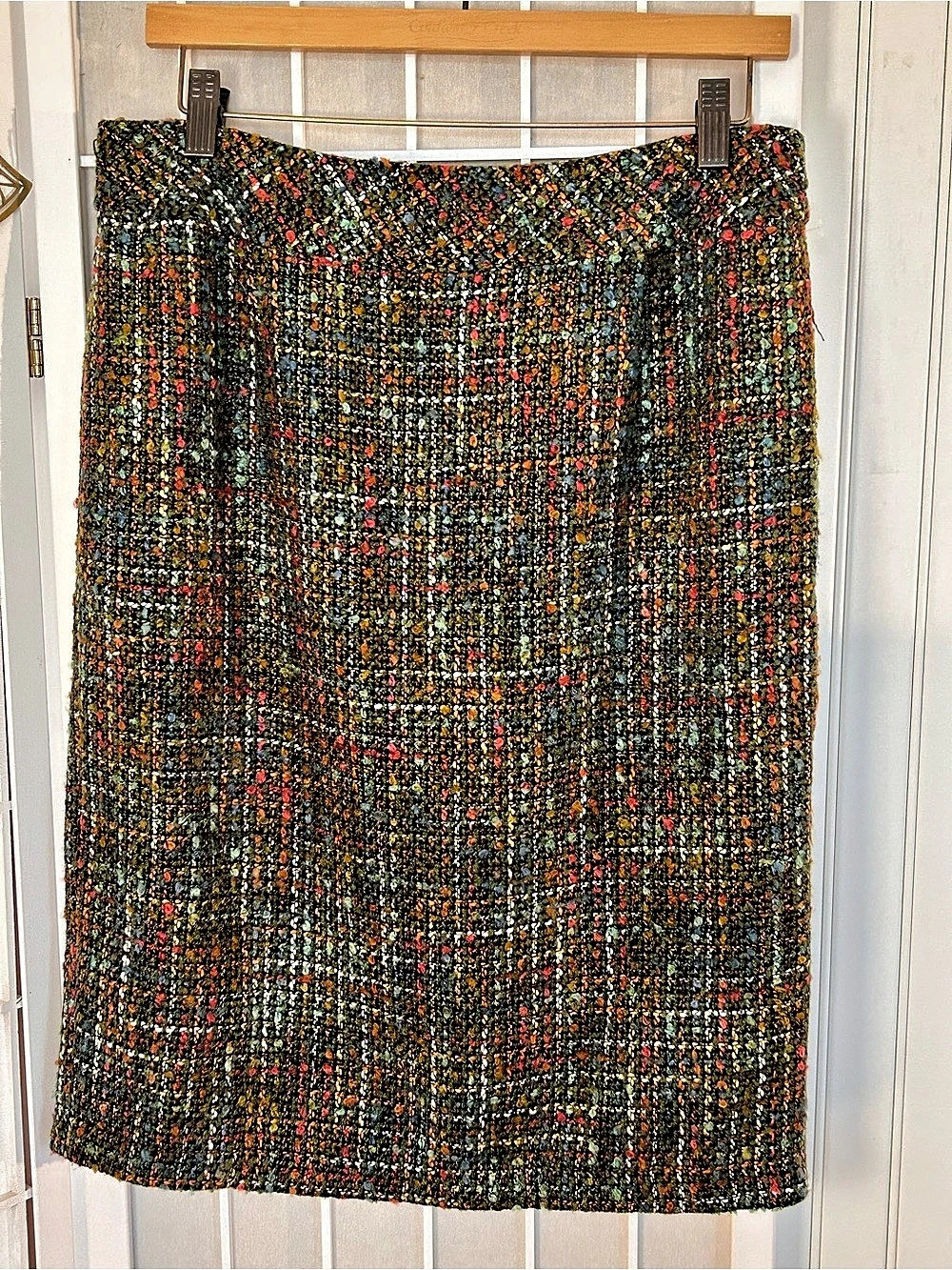 Coldwater Creek Abstract Textured Midi Skirt Green Size 10 Like New